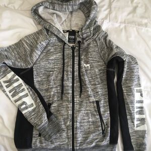 PINK heather gray hoodie